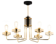 Lampadario classico RAMIREZ oro/nero 6xE27 vetro trasparente