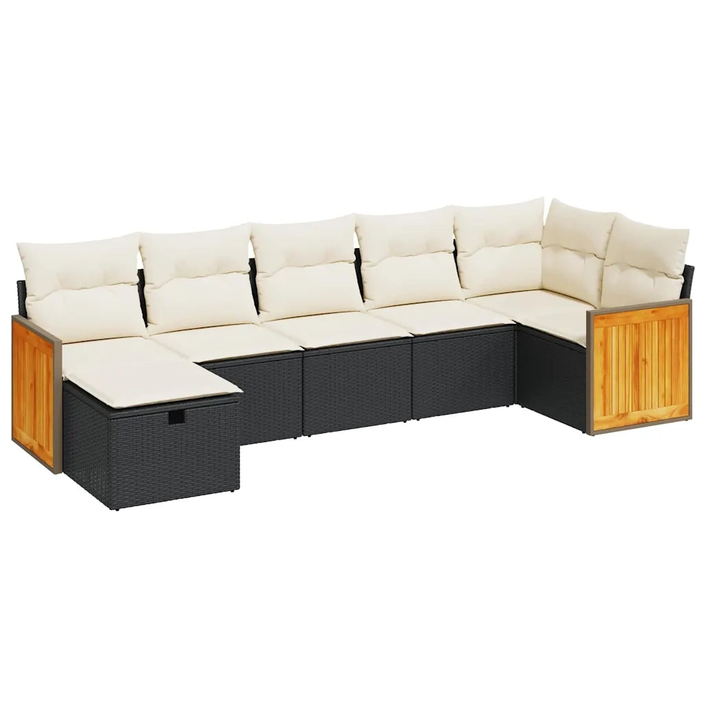 Set Divani da Giardino con Cuscini 7pz Nero Polyrattan 3326039