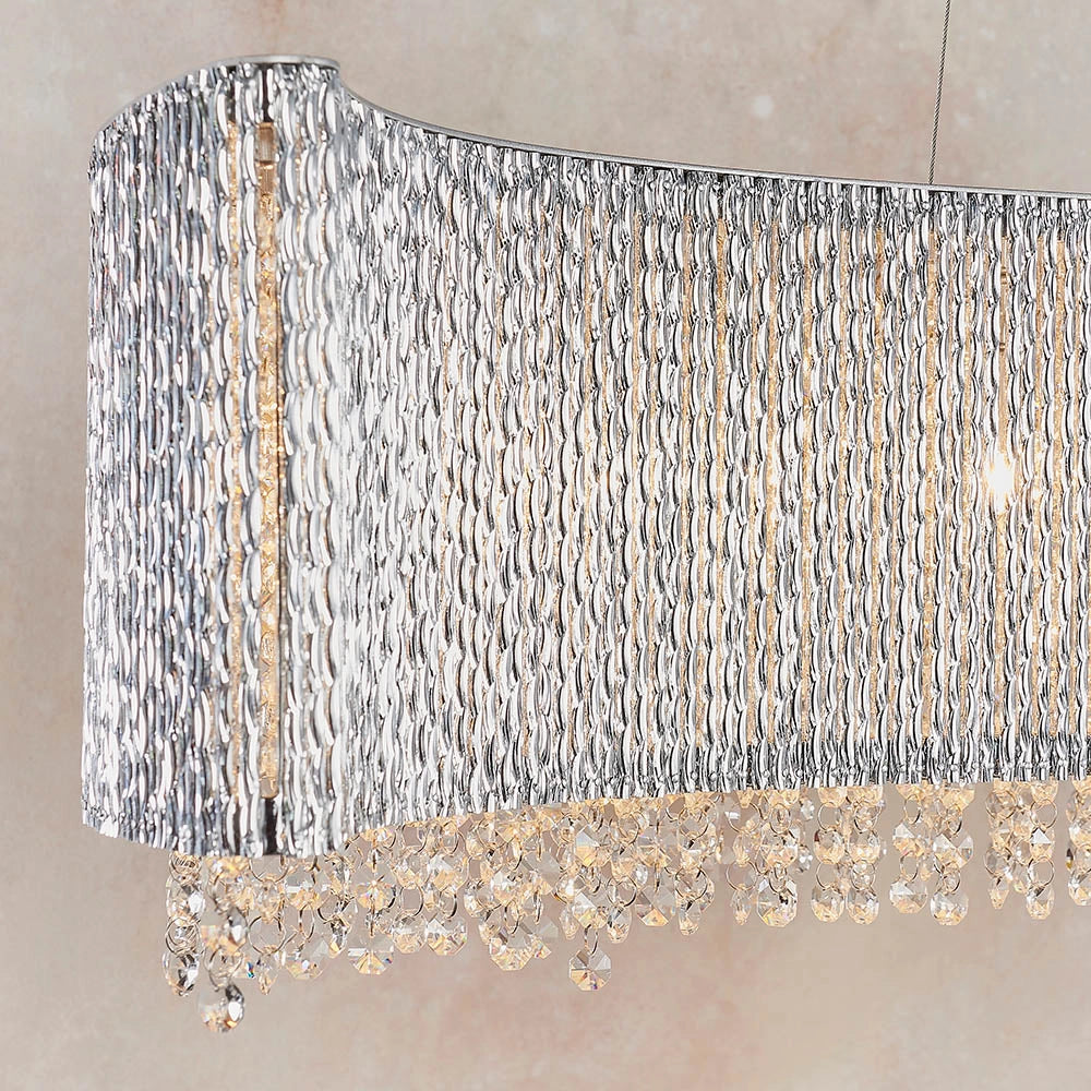 Lampada sospensione glamour cromata onda 8xG9 Galina