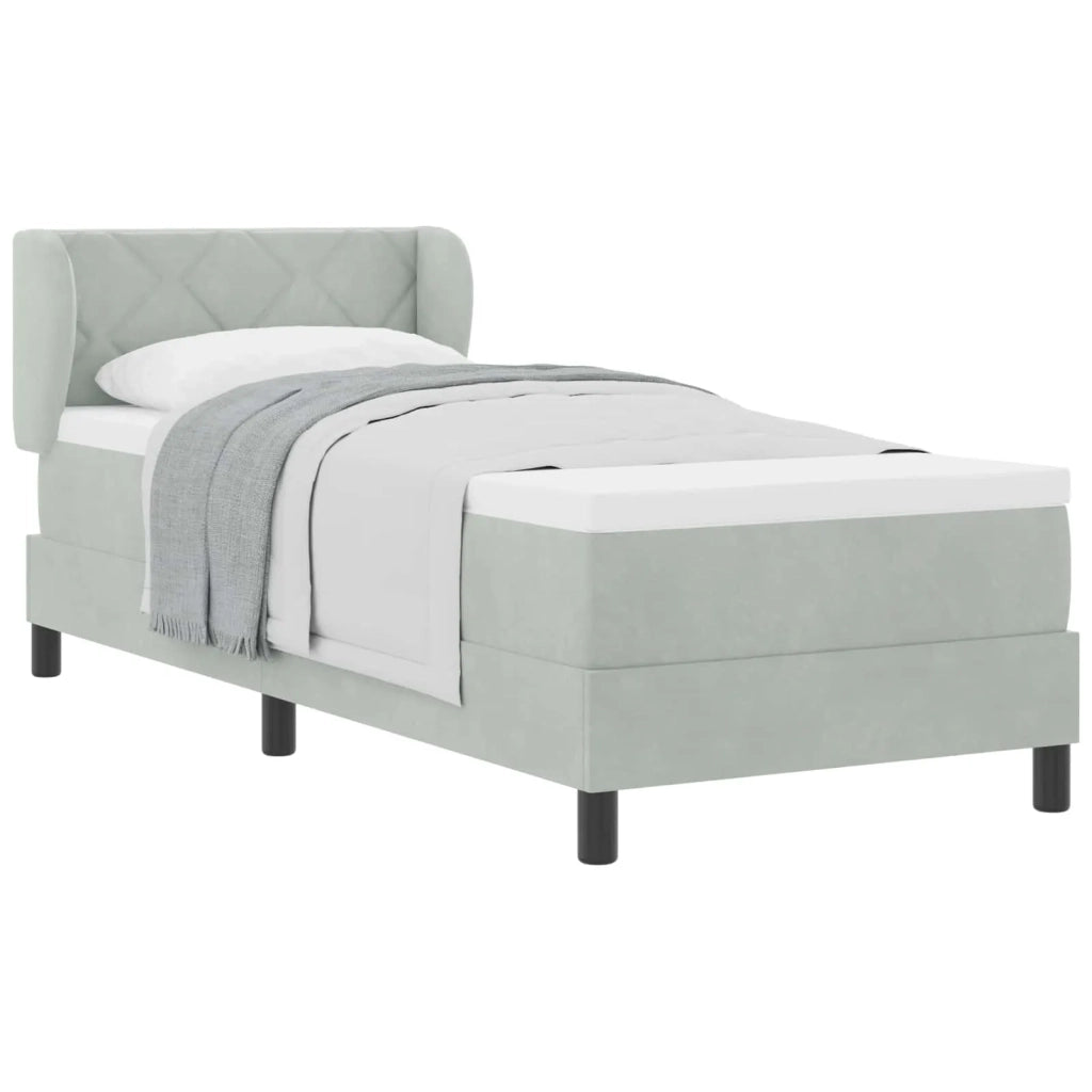 Letto a molle con testiera Grigio chiaro 80 x 200 cm Velluto 3340412