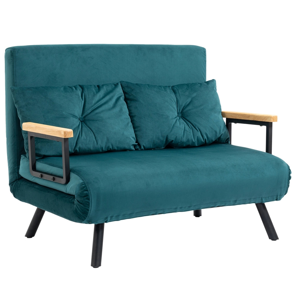 Divano letto 2 posti con cuscini e schienale regolabile ¨C zephmum ¨C velluto verde