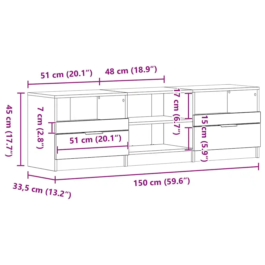 Mobile TV | Armadietto TV | Mobile Porta TV Rovere Nero 150 x 33,5 x 45 cm Legno multistrato