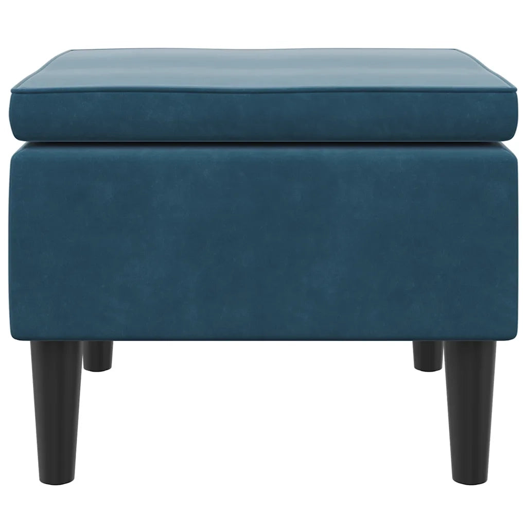 Poggiapiedi con Gambe in Legno Blu in Velluto 329435