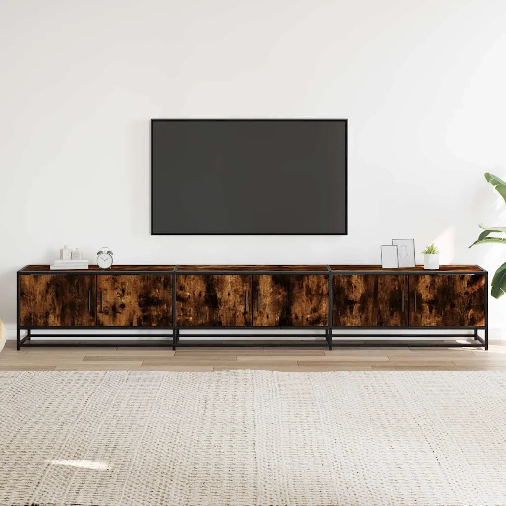 Mobile Porta TV-Credenza per TV Rovere Fumo 240x35x41 cm in Truciolato