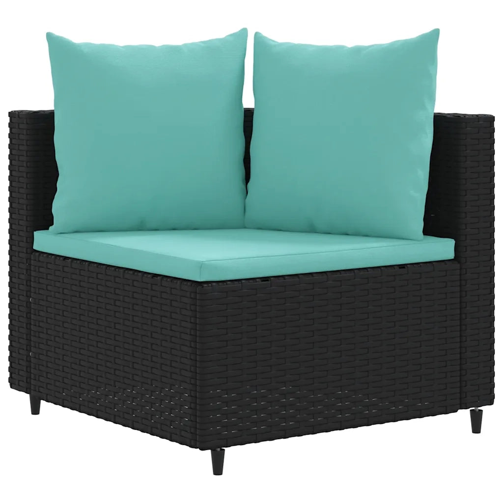 Set Divani da Giardino 10pz con Cuscini in Polyrattan Nero