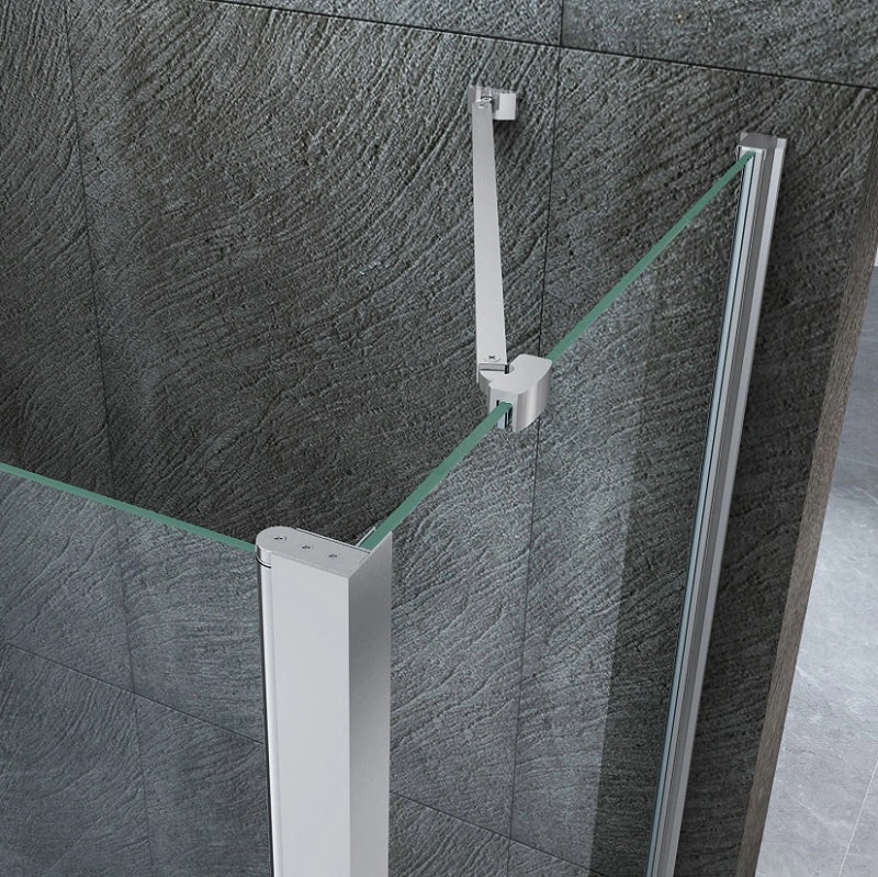 Box doccia due lati saloon con anta fissa cristallo 8mm anticalcare TevaGlas MARLON DUO Porta 90+Fisso 100cm