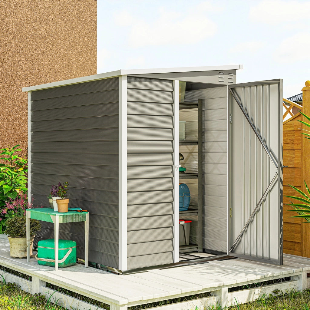 Casetta da Giardino in Metallo ¨C Xylo ¨C Acciaio Zincato Grigio 142x184x165 cm