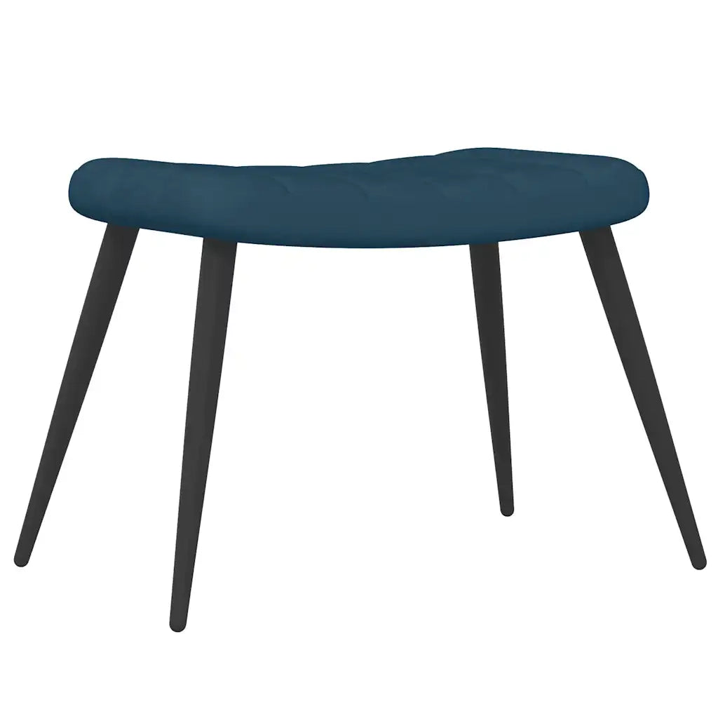 Poltrona Relax con Sgabello Blu in Velluto 327698