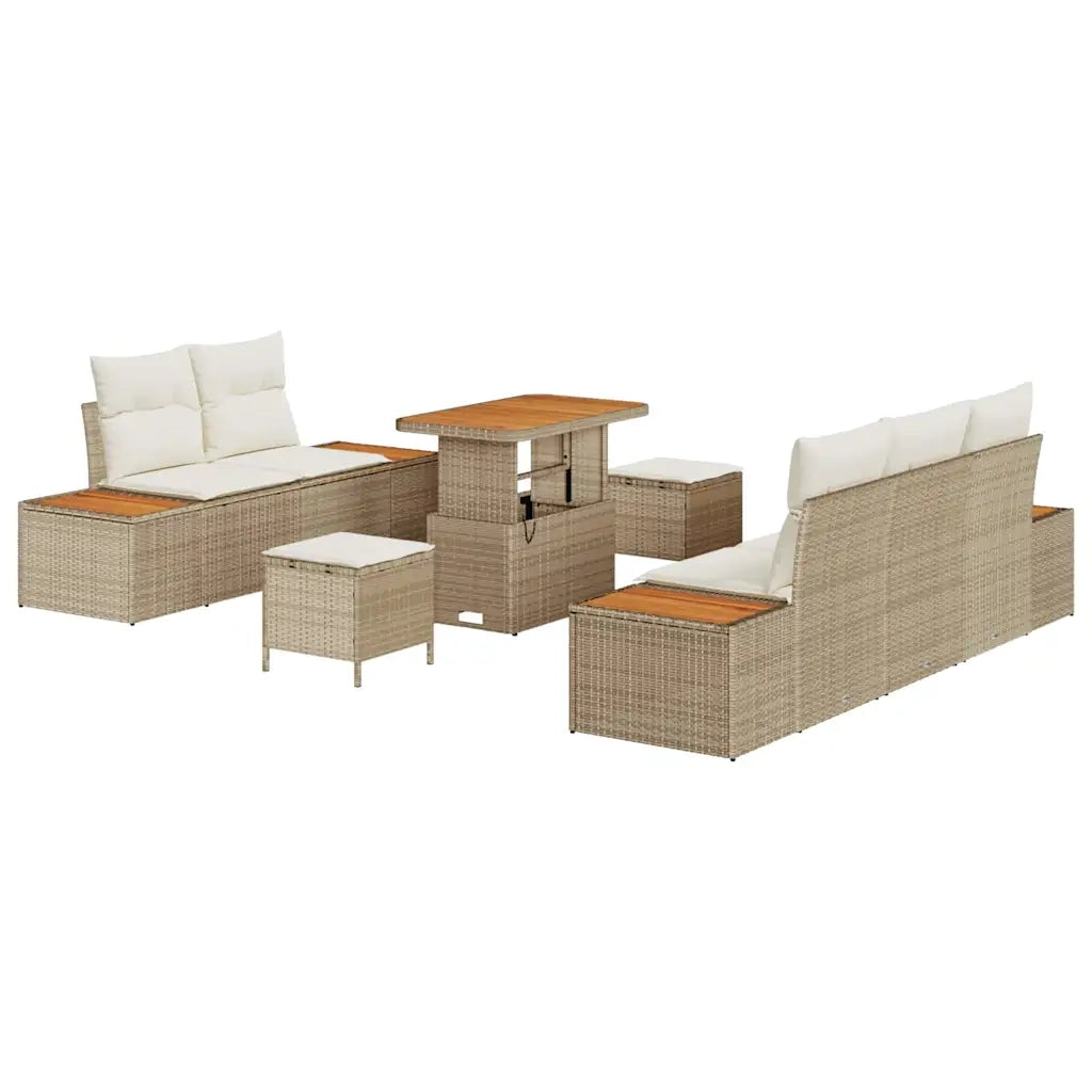 Set Divano da Giardino con cuscino 8 pcs Beige e Crema 3364811