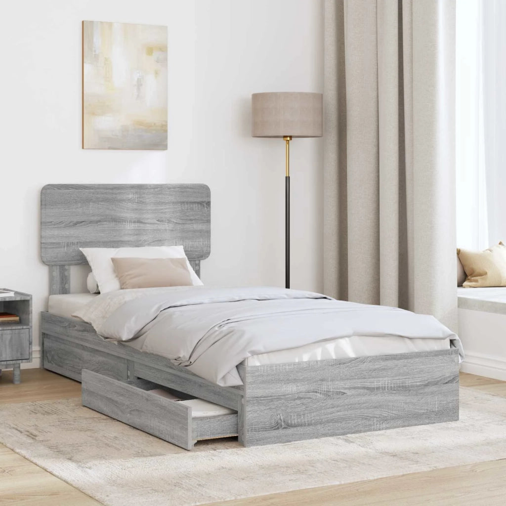 Letto con Contenitore con testiera Grigio Sonoma 100 x 200 cm 3412309