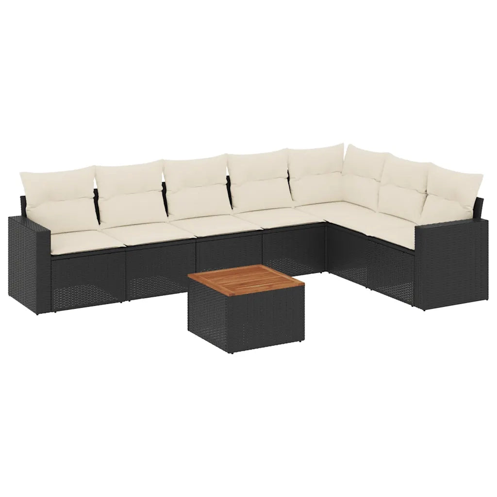 Set Divani da Giardino con Cuscini 8 pz Nero in Polyrattan 3256483