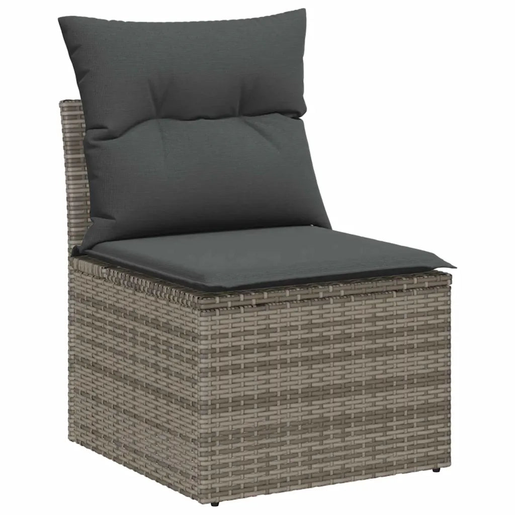 Set Divano da Giardino 5 pcs Grigio Poly Rattan