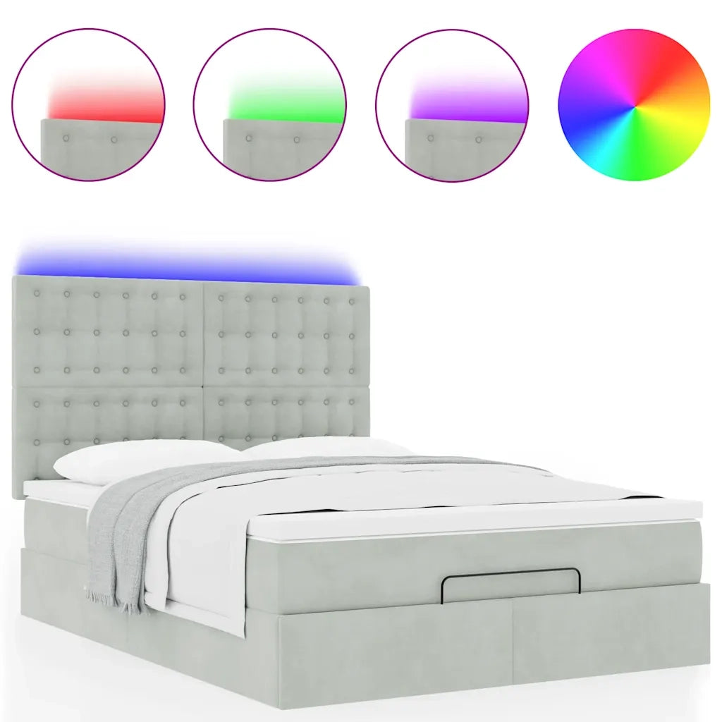 Struttura Letto Pouf con Materassi 140x190 cm Velluto 3314462