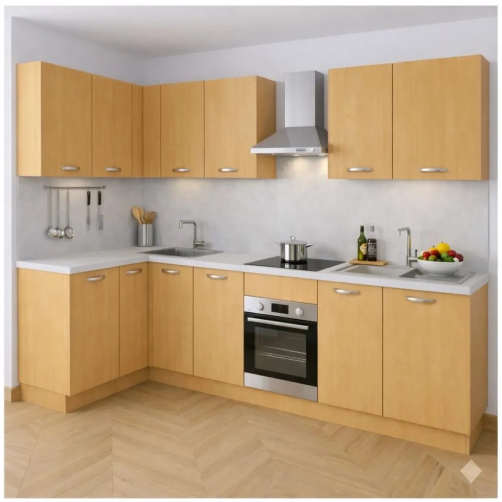 Base da lavello da incasso con Le Seguenti Misure l=90 cm p=55,5 cm h=72 cm Colore Faggio con spedizione in Kit Compreso di Ante