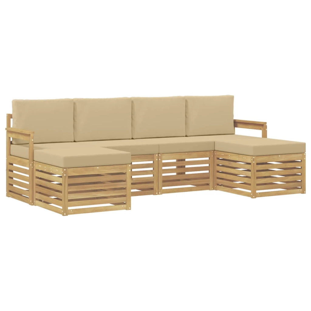 Set di divani da esterno 5 pcs Bianco e Beige 3392263