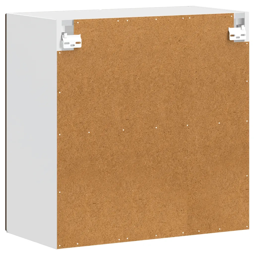 Pensile da Cucina con Porta in Vetro-Mobile Cucina da Parete Porto Rovere Marrone 700823