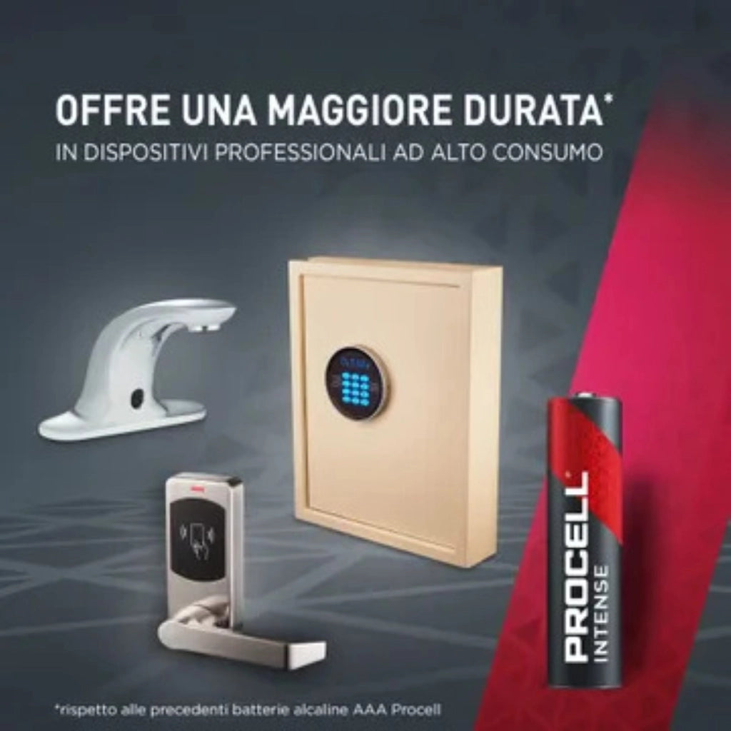 Batterie AAA Procell Intense Alcaline Professionali Confezione da 10 Pezzi Alta Durata per Dispositivi ad Alto Consumo