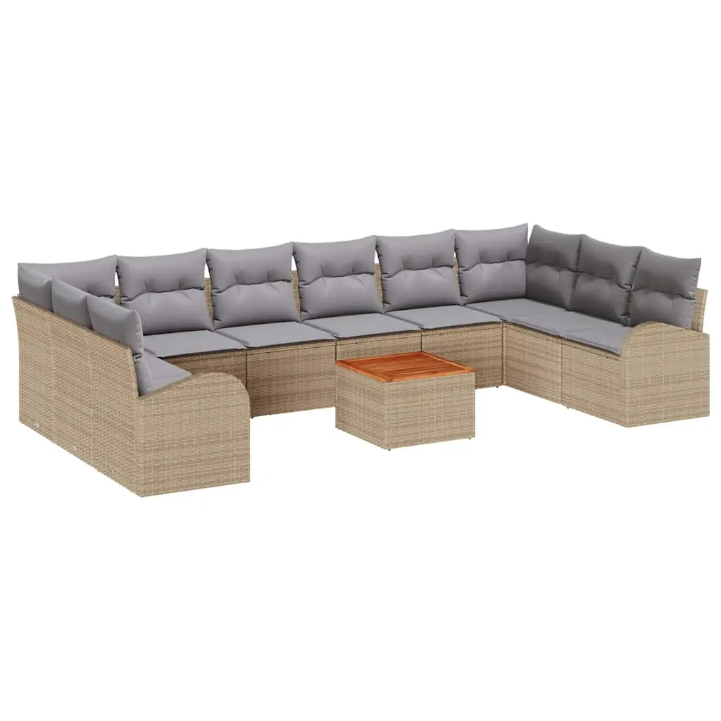 Set Divano da Giardino 11 pcs Beige e Grigio Chiaro polyrattan 3356299
