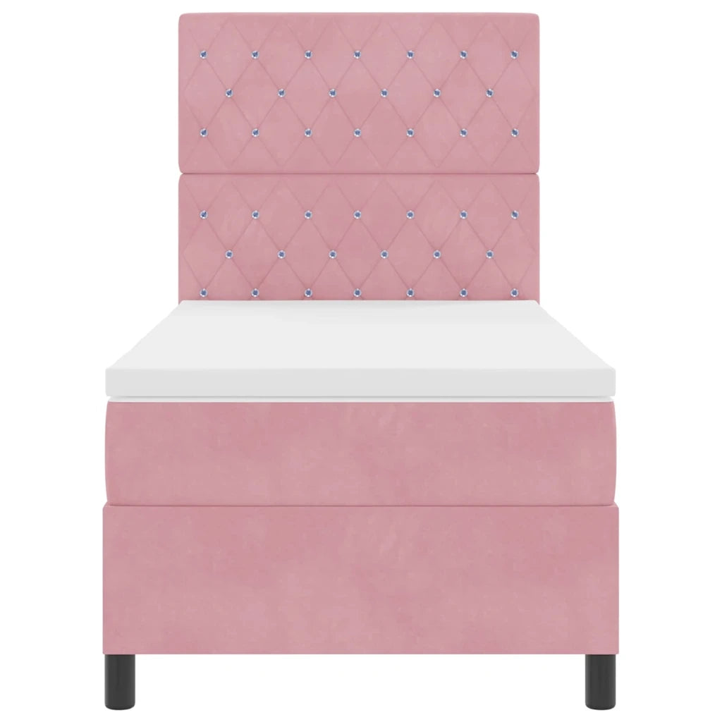 Letto a molle con materasso Rosa 90 x 200 cm Velluto 3339745