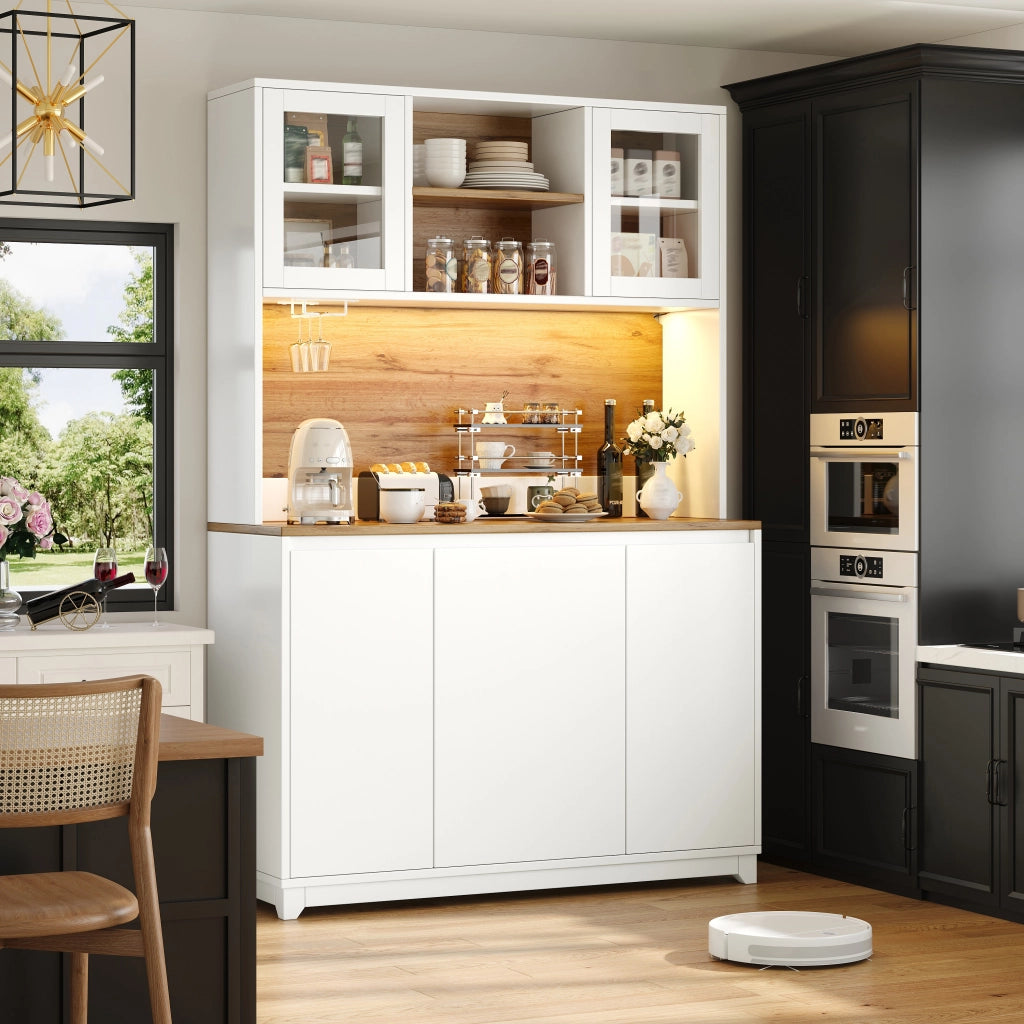 MADIA 120x40x180 cm Bianca in MDF e Metallo con LED