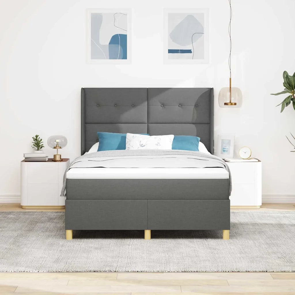 Letto a molle con strisce LED Grigio 160 x 200 cm Tessuto 3343701