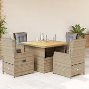 Set da Pranzo da Giardino 5 pz con Cuscini Beige in Polyrattan 3262773