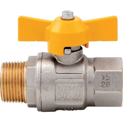 VALVOLA SFERA GAS + FARFALLA MF 069 ITAP - OTTONE NICHELATO 3/4MF- 1 pezzi