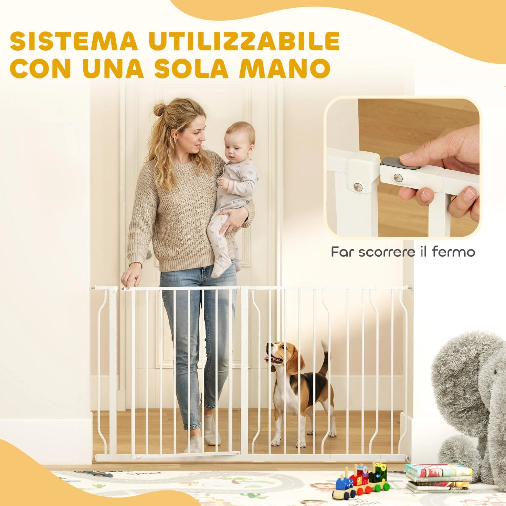 Cancelletto di Sicurezza per Cani ¨C Xylo ¨C Acciaio e ABS, Estensibile 75-145cm, Bianco