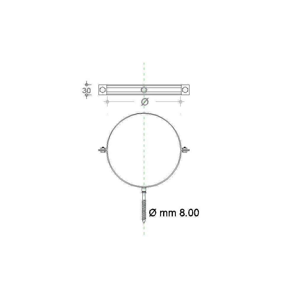 Collare fascetta murale inox 230mm spessore 8 decimi aisi 304