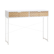 Tavolino con 2 cassetti design linee intagliate ¨C Minimal ¨C Bianco e rovere