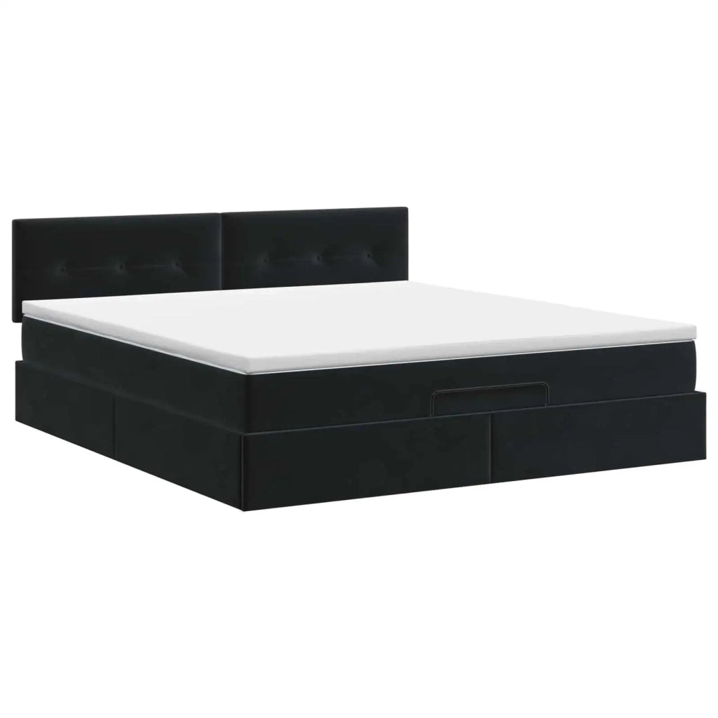 Letto ottomano con materasso Nero 160 x 200 cm Velluto 3456569