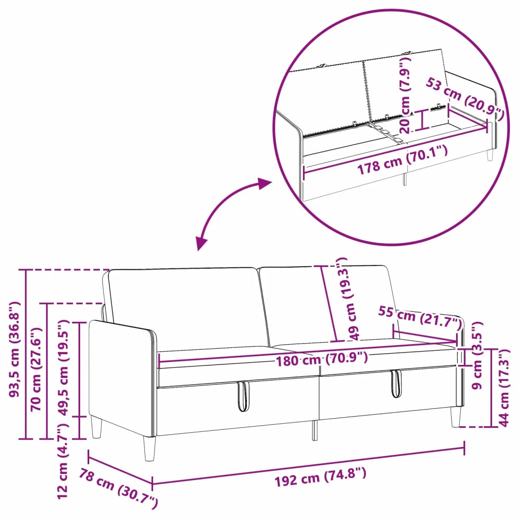 Divano con Storage Blu 192 x 78 x 87 cm Poliestere 42036983