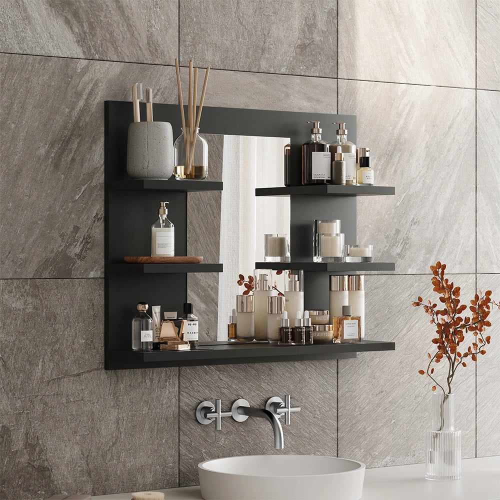 Vicco Specchio contenitore bagno Antracite 58.8 x 50 cm con ripiani