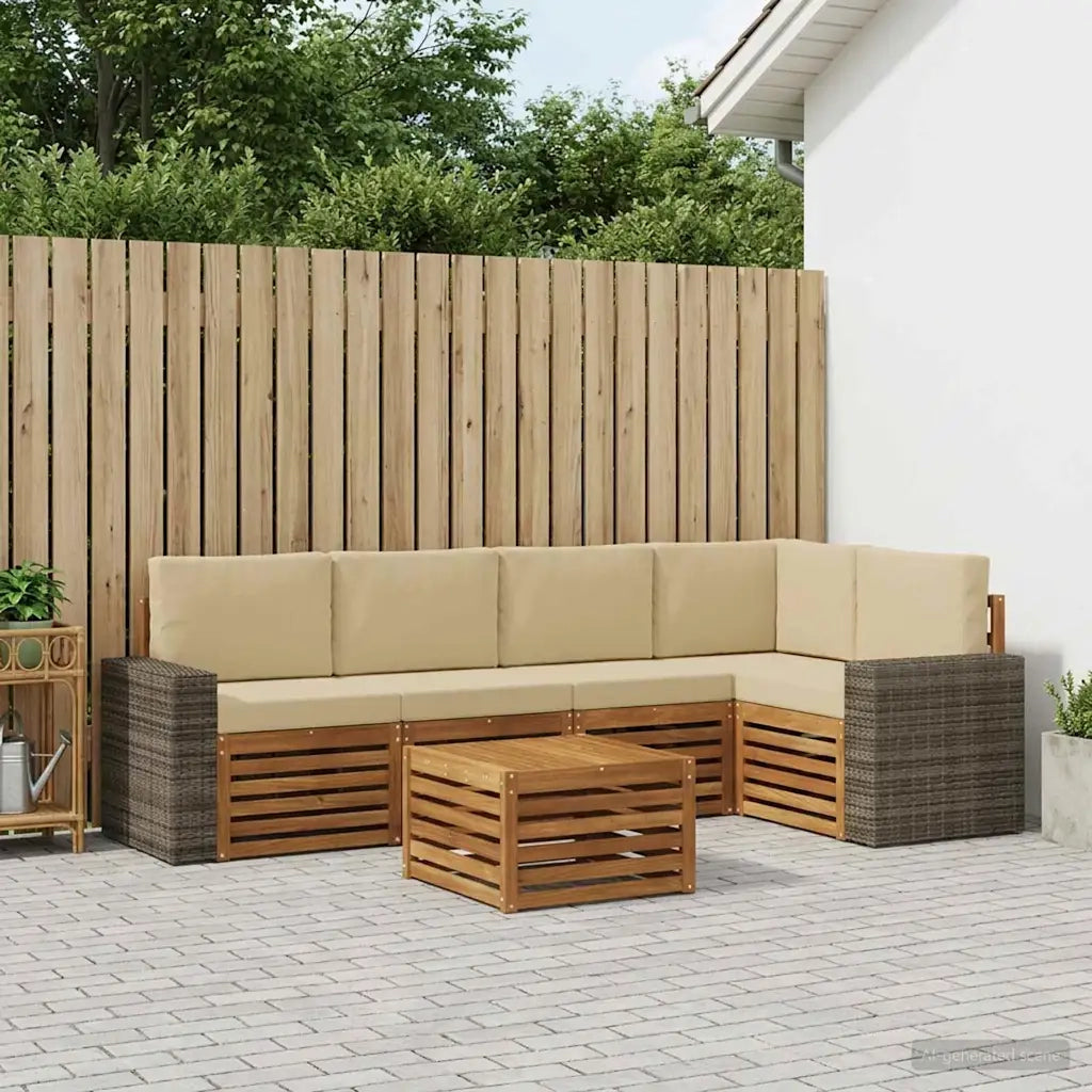 Set divano sezionale con cuscino 6 pcs Naturale e Beige 3384399