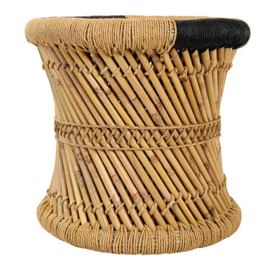 Set di 2 sgabelli marroni in bambù e corda