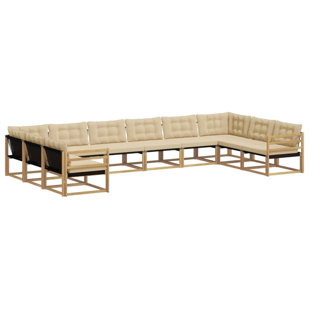 Set di divani da esterno 10 pz Bianco e Beige 3389107