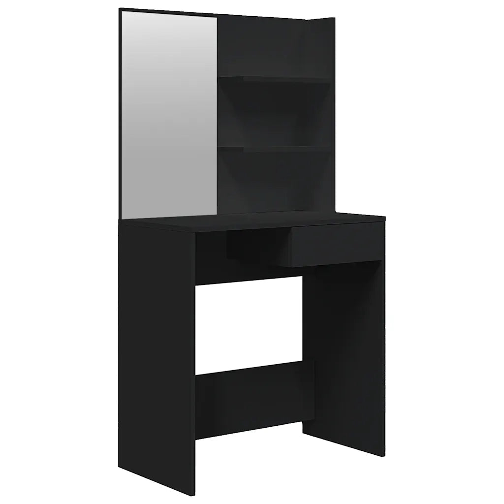 Toeletta | Tavolo da Trucco con Specchio Nero 74,5x40x141 cm