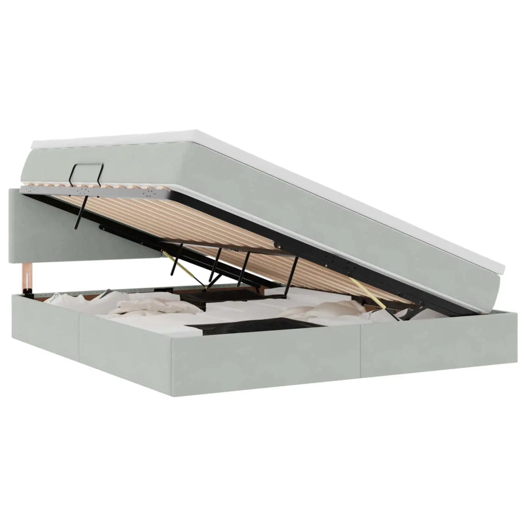 Letto con Contenitore Grigio chiaro 180 x 200 cm Velluto