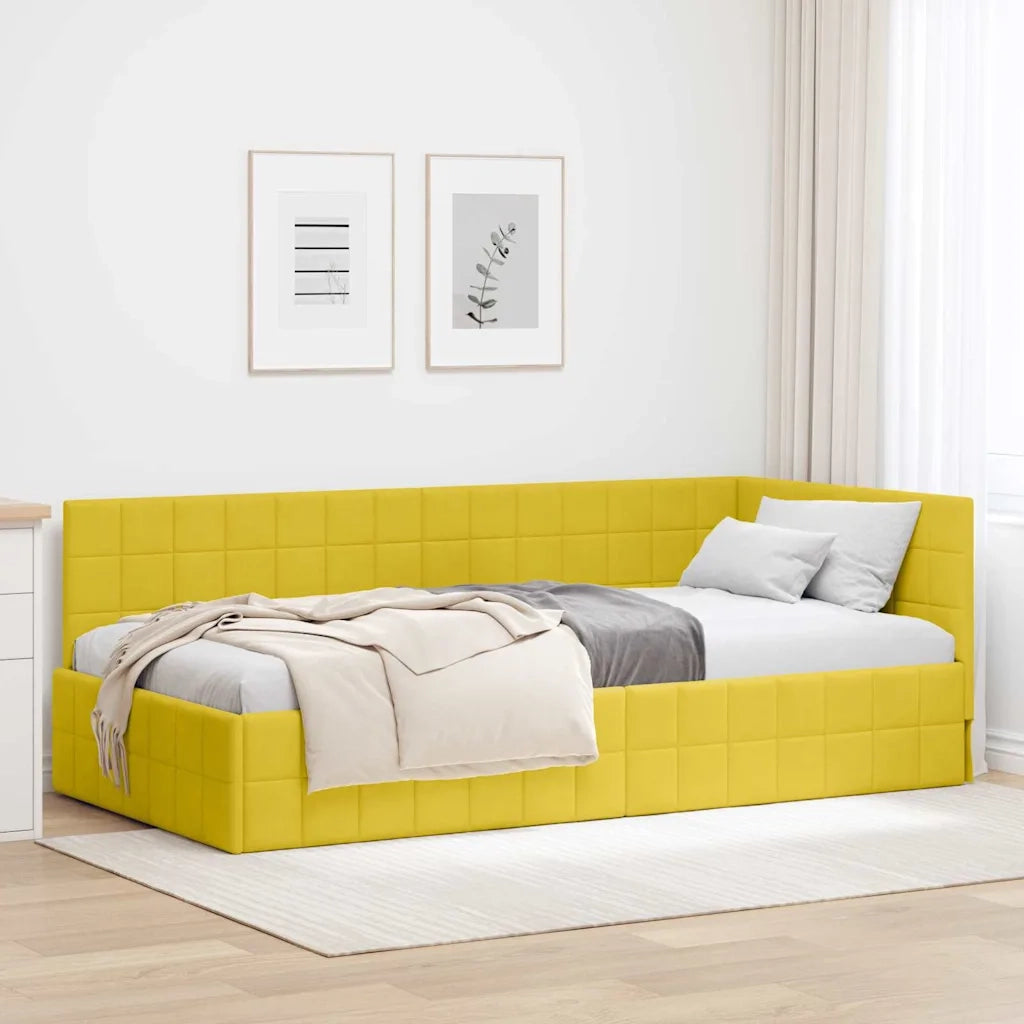 Cornice del letto ad angolo Giallo 90 cm x 200 cm Velluto 42016394