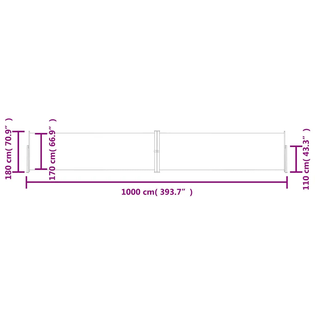 Tenda da Sole | Tenda parasole Laterale Retrattile Nera 180x1000 cm