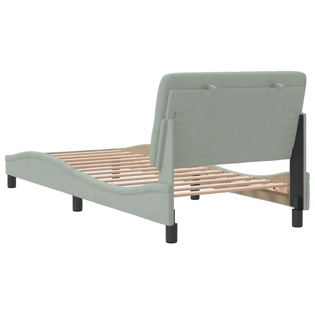 Giroletto senza Materasso Grigio Chiaro 90x190 cm Velluto