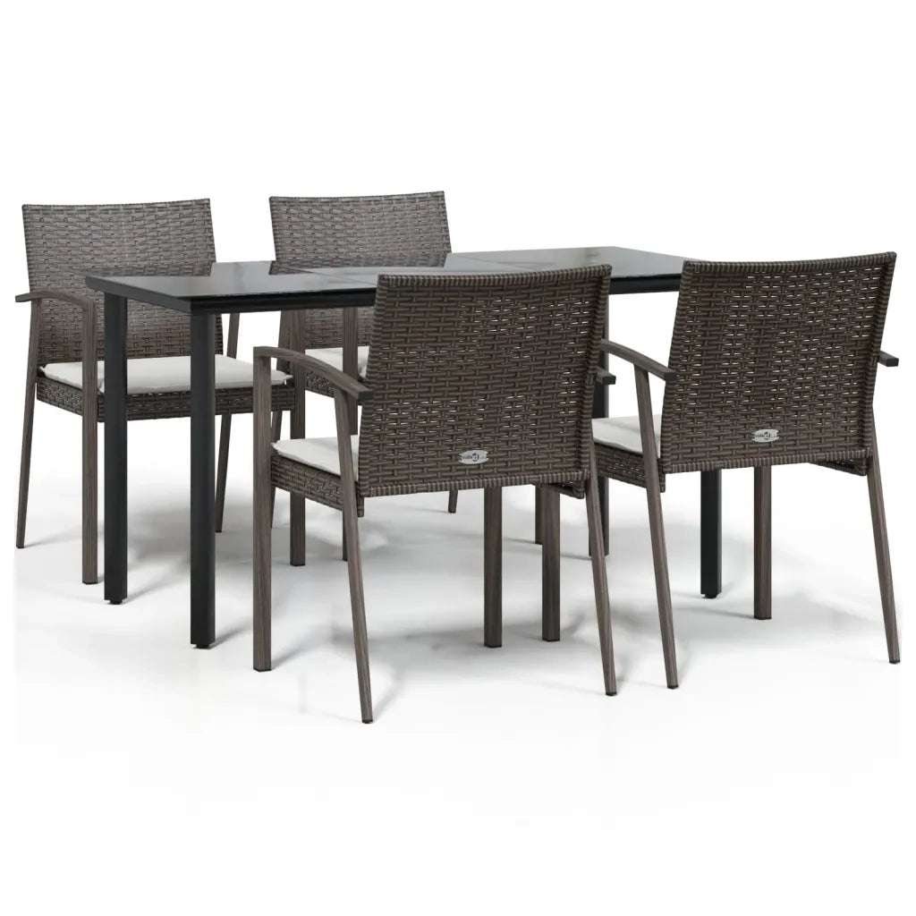 Set Pranzo da Giardino 5pz con Cuscini in Polyrattan e Acciaio 3186989