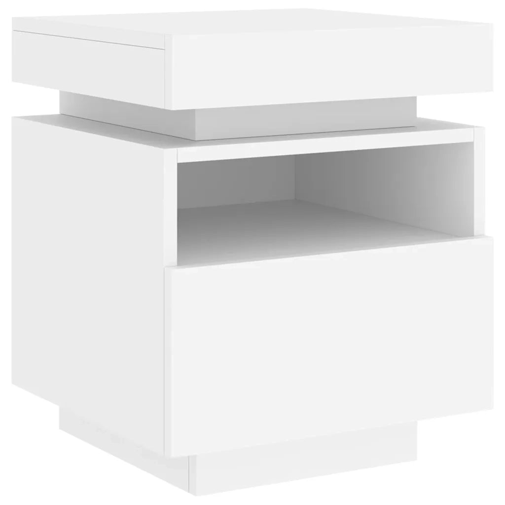 Comodino | Armadio da Notte | Mobiletto da notte con Luci LED Bianco 40x39x48,5 cm