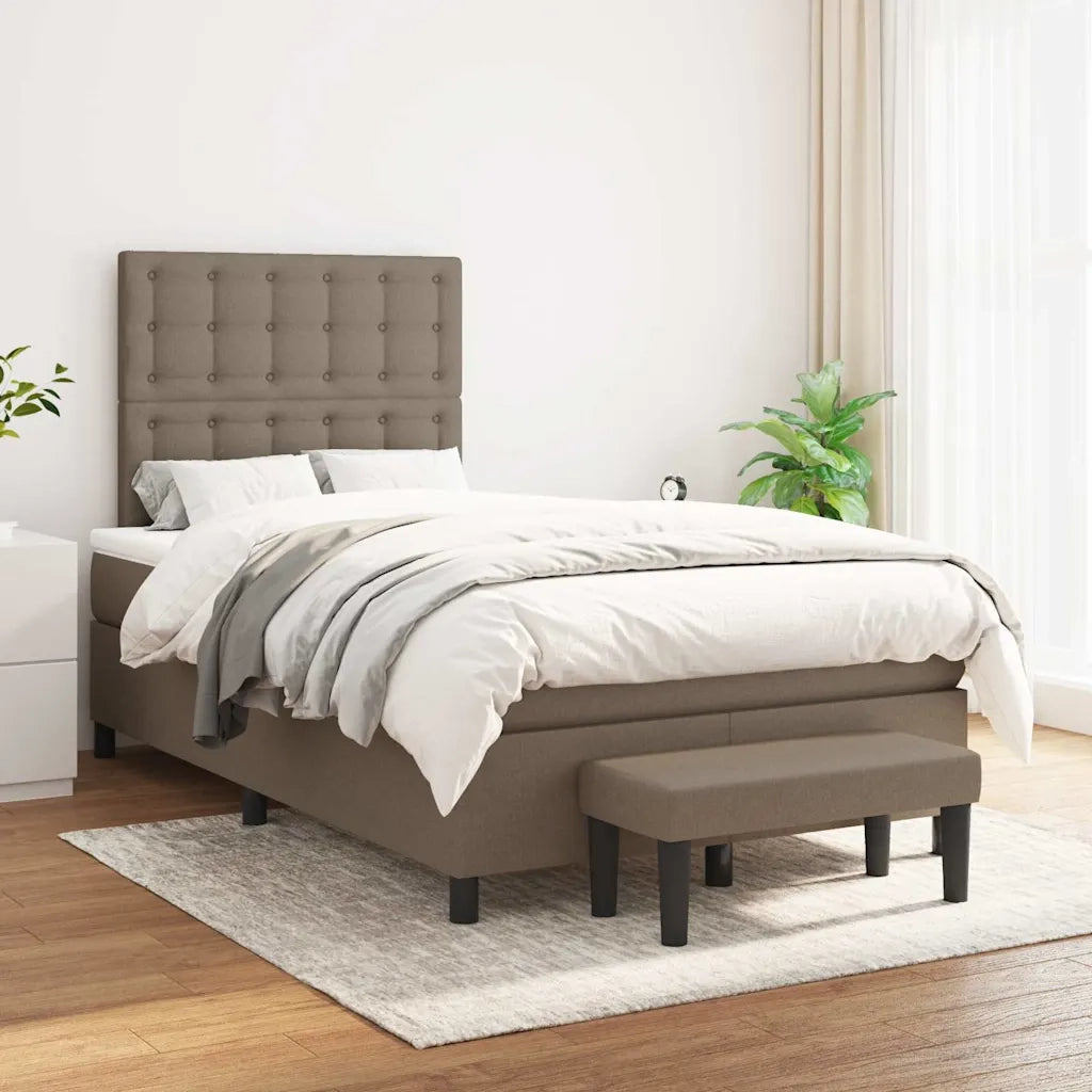 Giroletto a Molle con Materasso Tortora 120x190 cm in Tessuto