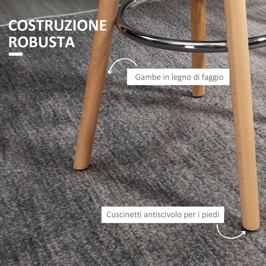 Set 2 Sgabelli da Bar con Schienale ¨C Minimal ¨C Legno e Plastica, Bianco