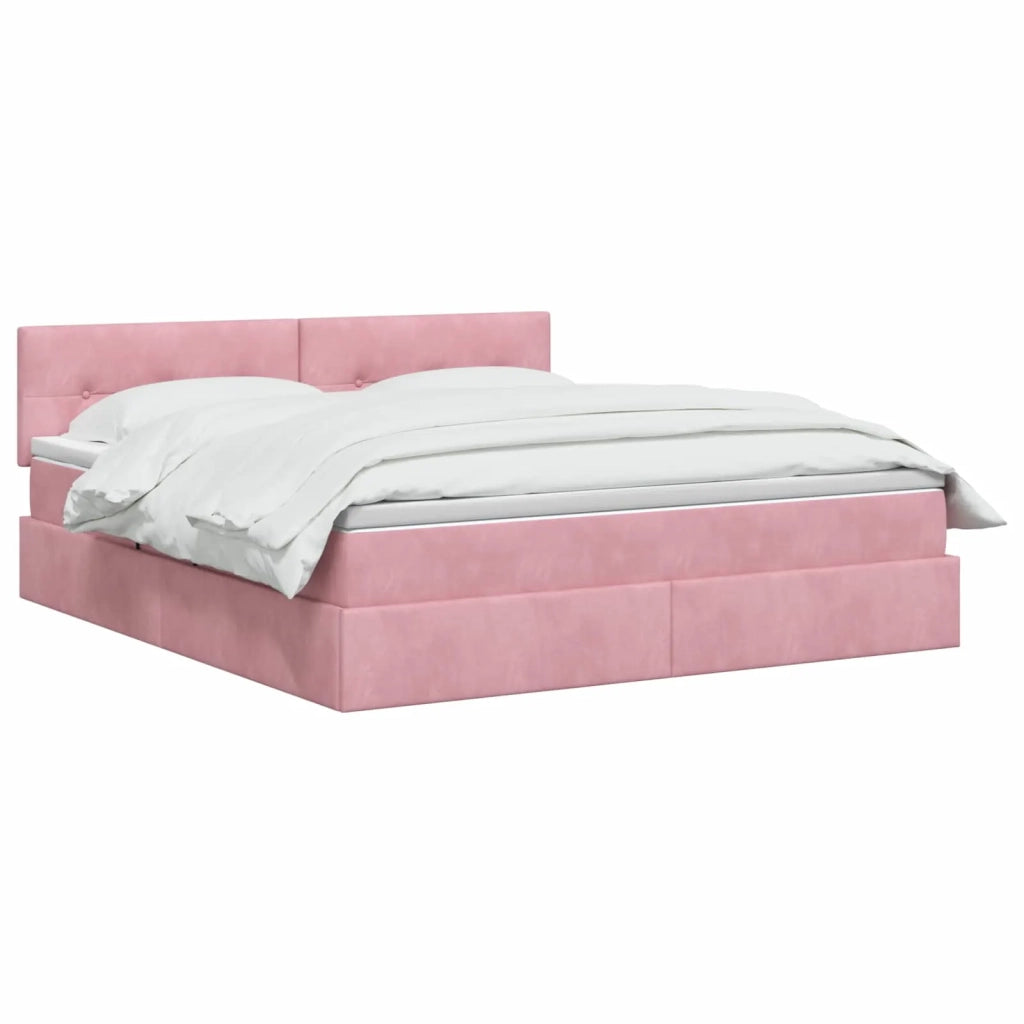 Letto con Contenitore con testiera Rosa 180 x 200 cm Velluto 3458828