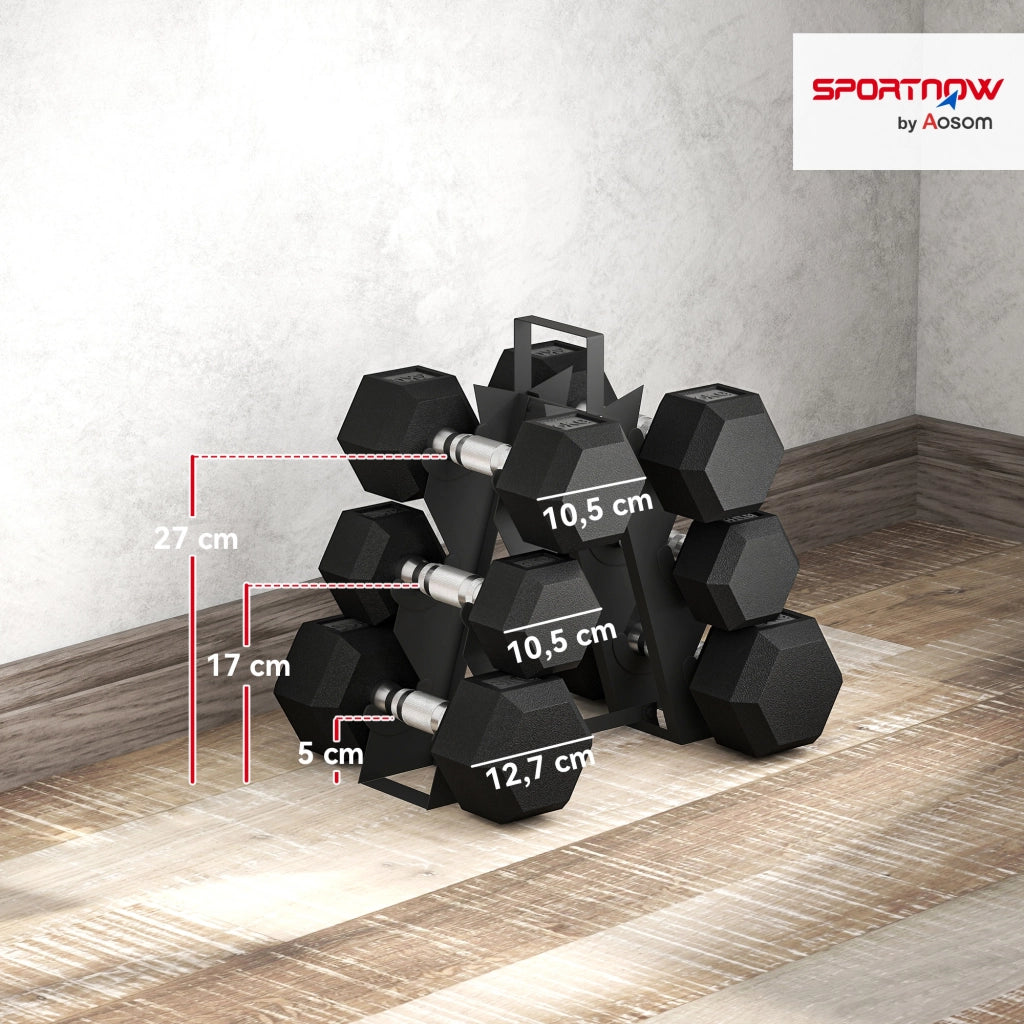 Set Manubri 2x4kg 2x6kg 2x8kg ¨C Xylo ¨C Con Supporto Nero