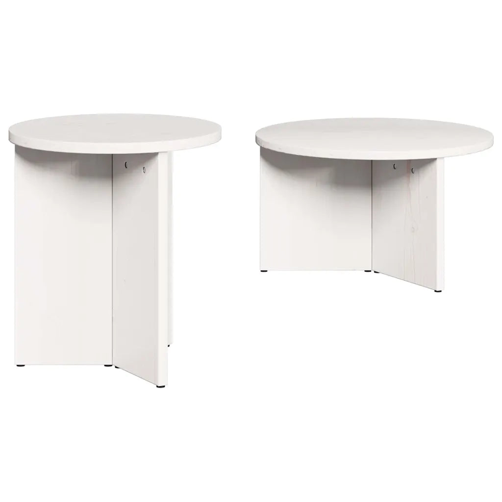 Tavolino da salotto 2 pcs Bianco Legno massello di pino 873551