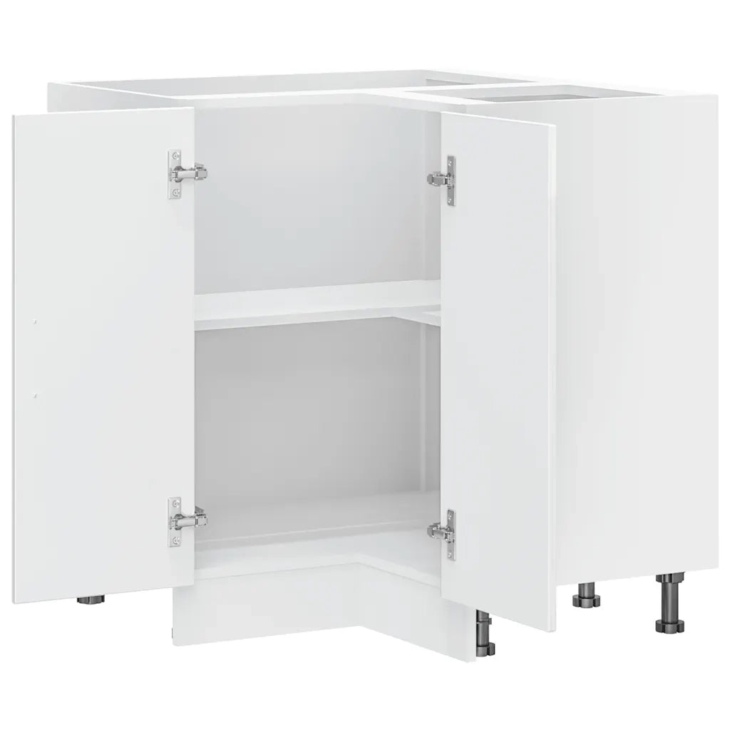 Mobile Base ad Angolo Cucina-Base ad Angolo Cucina Lucca Bianco Lucido in Truciolato