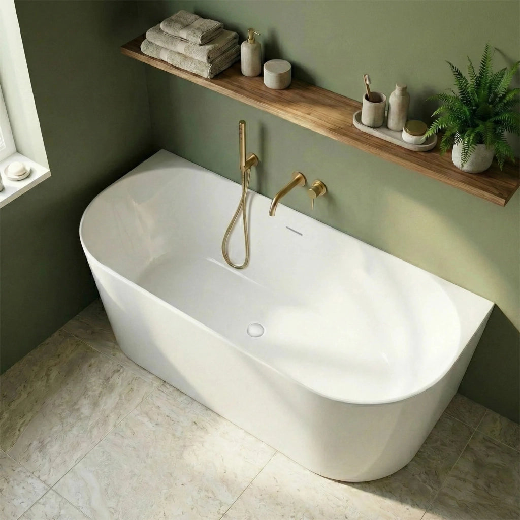 Vasca Bagno A Parete Capri Slim 170cm Copritappo bianco